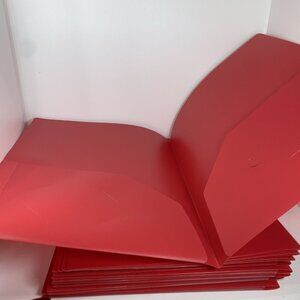 Lot Of 10 Plastic Folders 2 Pocket Red